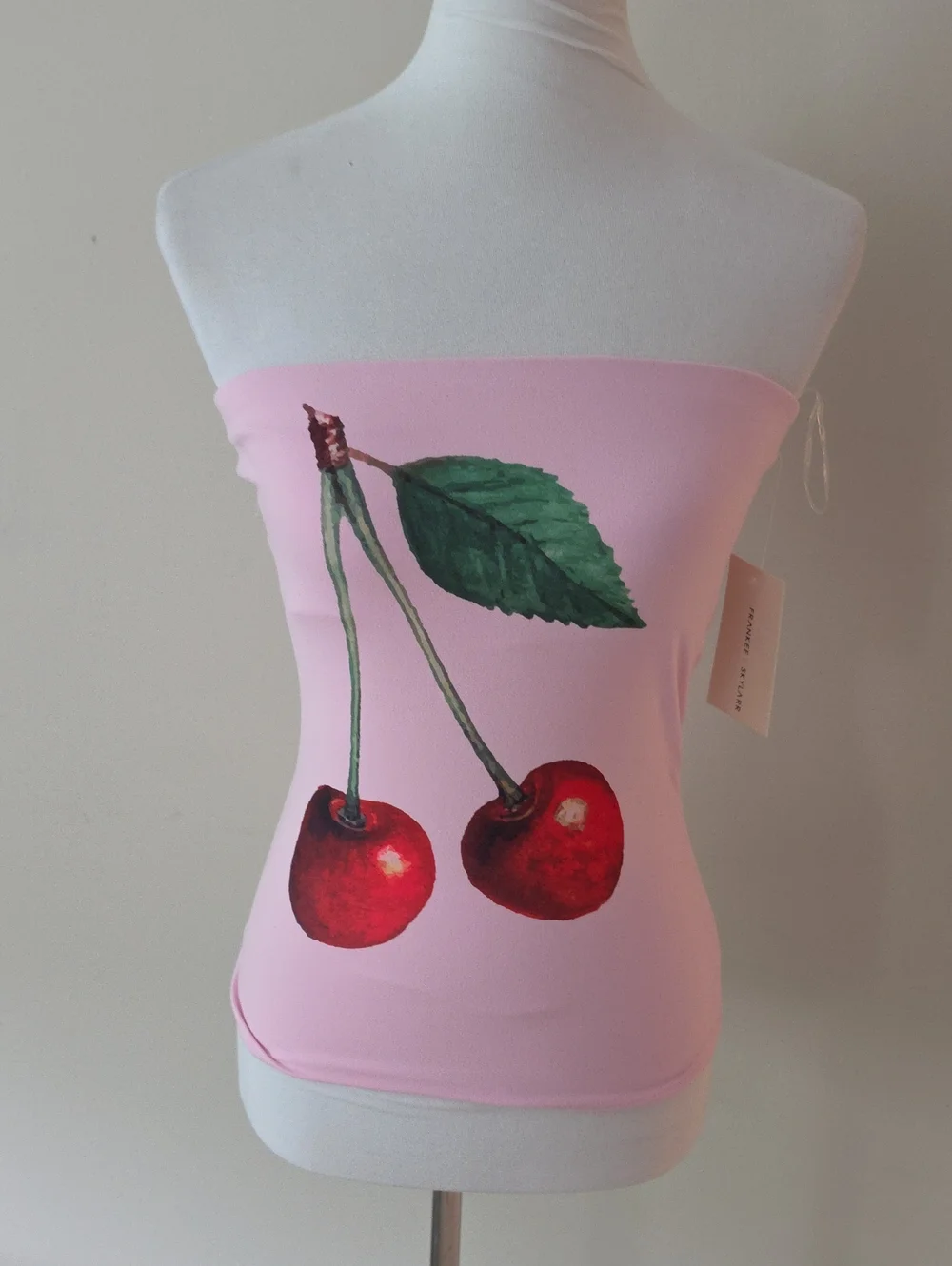 Frankee & Skylarr Strapless Pink Cherry Print Tube Top Brand New